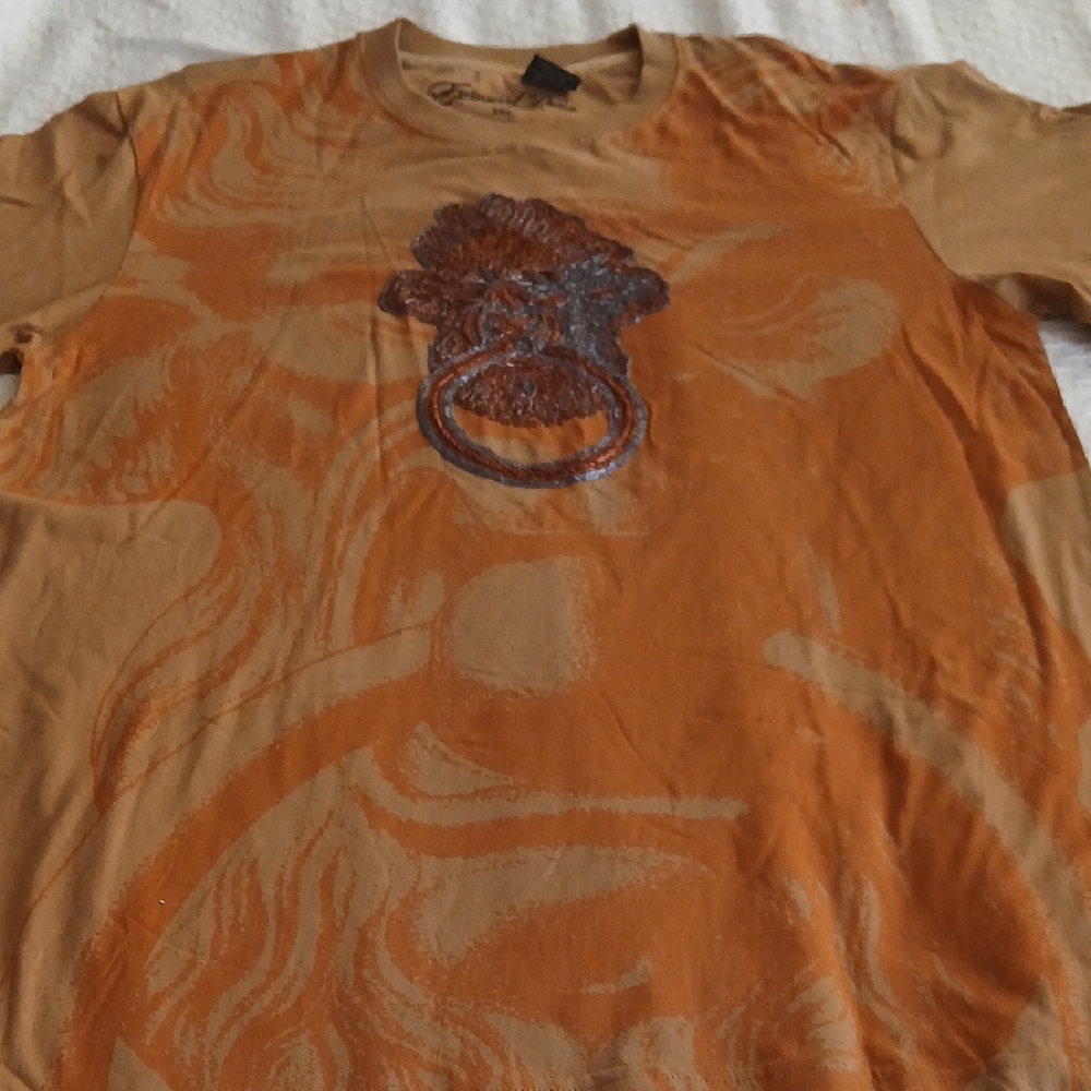 Edward DADA Orange DEMONIC Short Sleeve Tee with Graphic Design 2XL Cotton